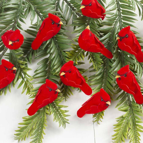 Pack of 24 Mini 1-1/2" Mushroom Red Cardinal Birds