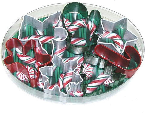 Christmas Set of 7 Metal Mini Cookie Cutters + Storage Box