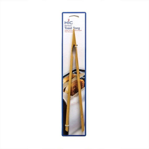 HIC Kitchen Toast Tongs, Bamboo, 12in