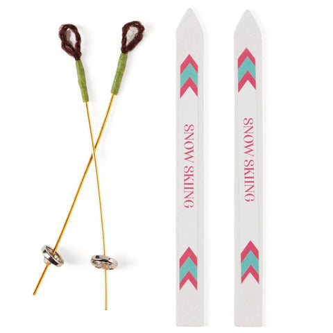 Miniature Snow Skis and Poles