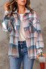 Image of Pink Plaid Flap Pockets Shacket