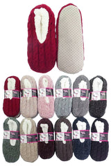 Cable Knitted Fuzzy Fleece Lounge Sock Slippers