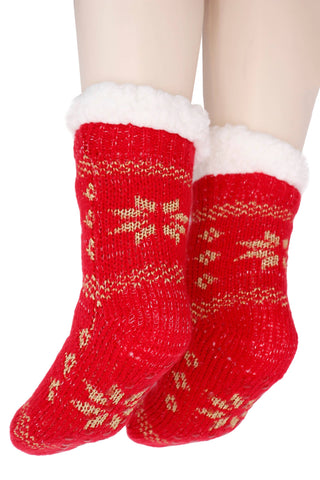 Women's Christmas Fuzzy Lounge Mid-Crew Socks - Random