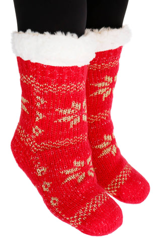 Women's Christmas Fuzzy Lounge Mid-Crew Socks - Random