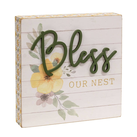 Bless Our Nest Pattern Side Box Sign