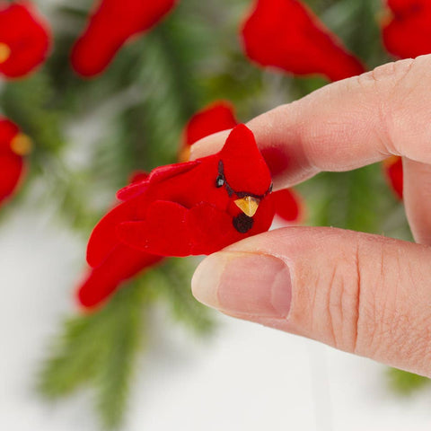 Pack of 24 Mini 1-1/2" Mushroom Red Cardinal Birds