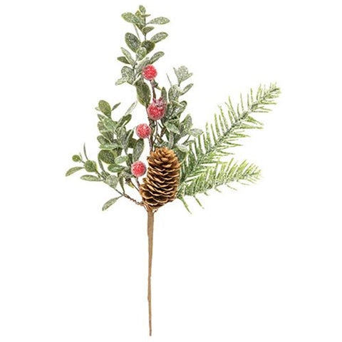 Sugar Berry Pine Pick - 11' High for all of your Christmas Craft Projects & Decorating