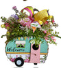 Image of Camper Birdhouse Floral Arrangement - Mother's Day, Floral Arrangements, Gift for Women Birthday