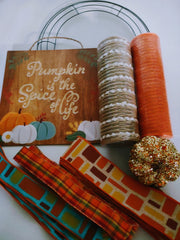 Fall Harvest Deco Mesh Wreath Kit -14