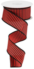 Wired red black stripe ribbon 1.5"X10yd Christmas or Ladybug Ribbon