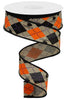 Image of Argyle Halloween Spiders on Royal Burlap Wired Edge Ribbon, 1.5" x 10 YARD ROLL Wreath