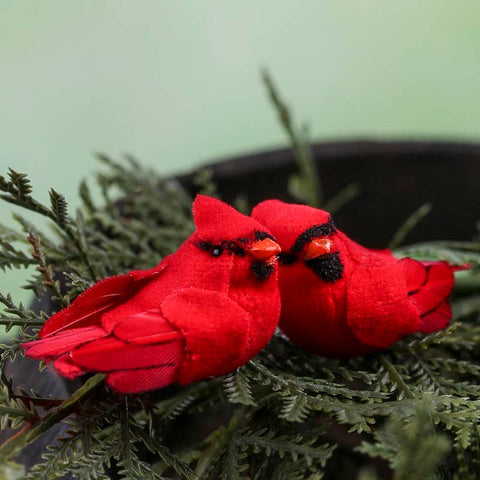 Pack of 24 Mini 1-1/2" Mushroom Red Cardinal Birds
