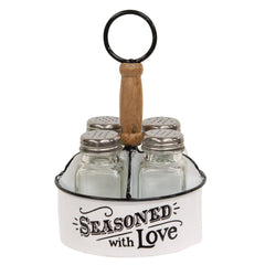 Seasoned With Love Caddy w/4 Salt & Pepper Shakers 5x9"