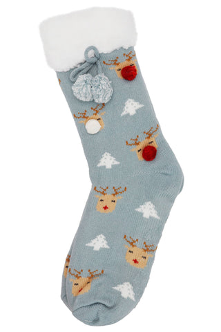 Women's Christmas Fuzzy Lounge Mid-Crew Socks - Random