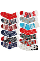 Women's Christmas Fuzzy Lounge Mid-Crew Socks - Random
