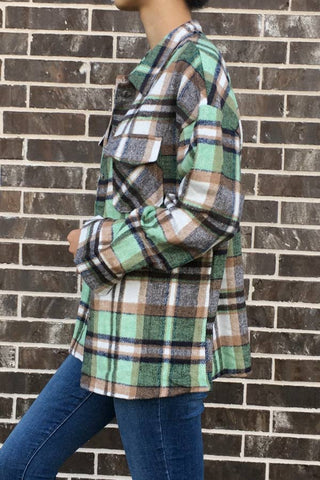 PLAID FLANNEL JACKET GREEN