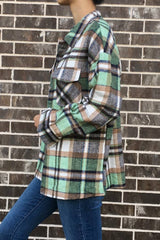 PLAID FLANNEL JACKET GREEN