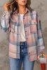 Image of Pink Plaid Flap Pockets Shacket