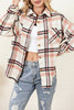 Image of Pink Plaid Button Front Chest Pocket Shacket