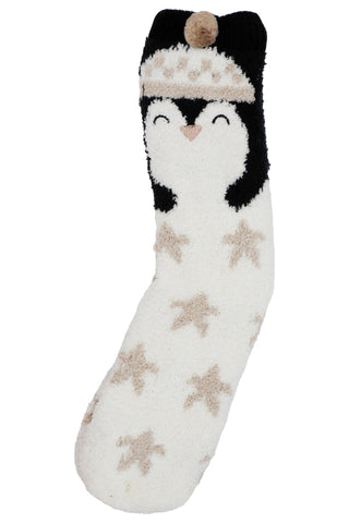 Women's Christmas Fuzzy Lounge Mid-Crew Socks - Random