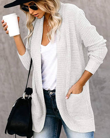 CARDIGAN WITH CURVED FRONT AND LARGE POCKET