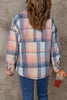 Image of Pink Plaid Flap Pockets Shacket