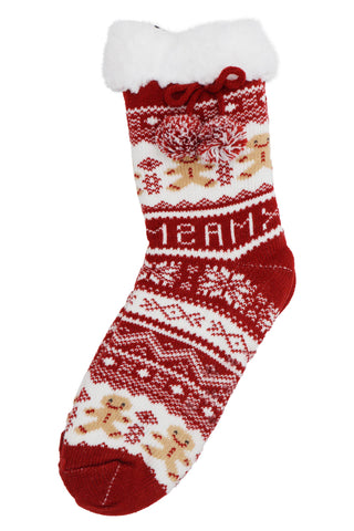 Women's Christmas Fuzzy Lounge Mid-Crew Socks - Random