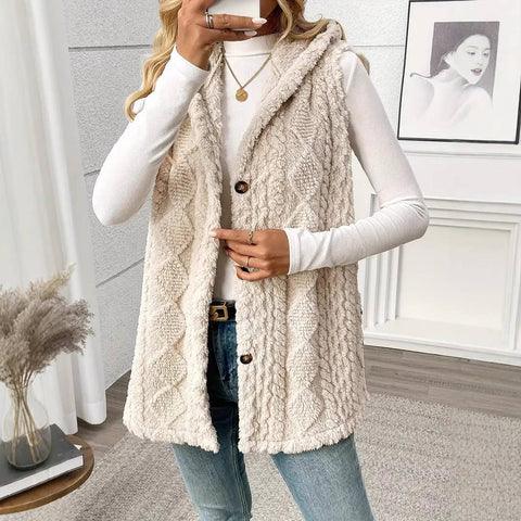 Double-sided plush single-breasted cardigan