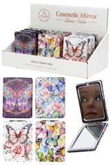 Butterfly Floral Glitter Makeup Mirror - 12 pcs