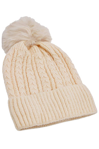 Braided Knitted Fuzzy Sherpa Fleece Lined Beanie