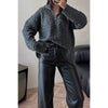 Image of Cable Knit Half Zipper Solid Loose Sweater