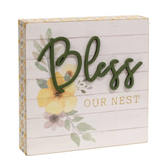 Bless Our Nest Pattern Side Box Sign
