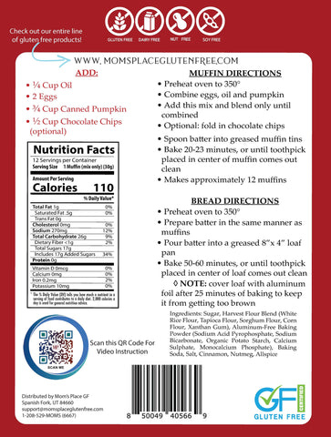 Gluten-Free Pumpkin Harvest Bread or Muffin Mix