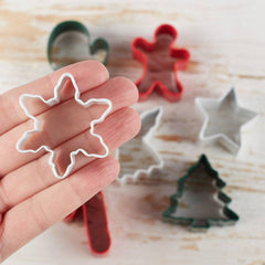 Christmas Set of 7 Metal Mini Cookie Cutters + Storage Box