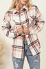 Image of Pink Plaid Button Front Chest Pocket Shacket