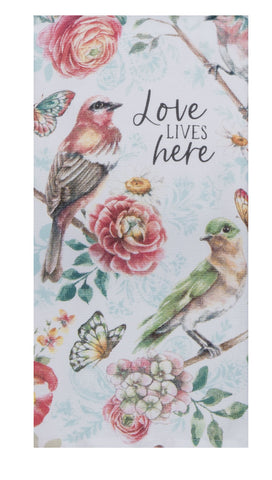 Garden Butterfly Love Lives Here Dual Purpose Kitchen Terry Towel
