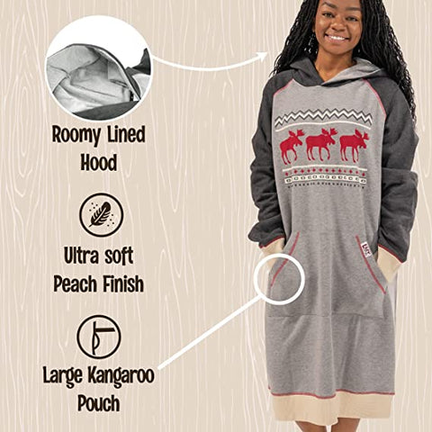 Over sized Cabin Moose Sleep Hoodie Choose S/M or L/XL