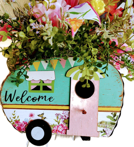 Camper Birdhouse Floral Arrangement - Mother's Day, Floral Arrangements, Gift for Women Birthday