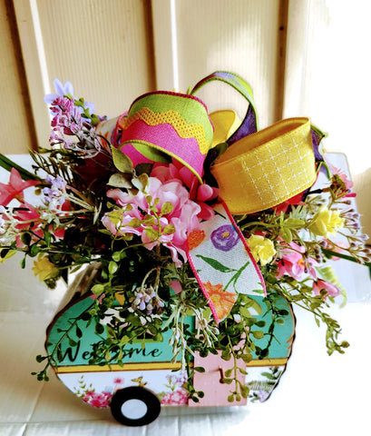 Camper Birdhouse Floral Arrangement - Mother's Day, Floral Arrangements, Gift for Women Birthday