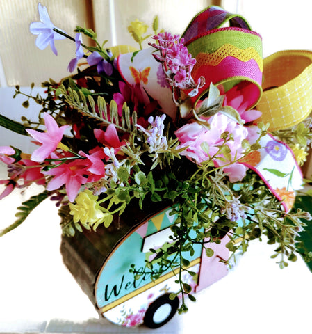 Camper Birdhouse Floral Arrangement - Mother's Day, Floral Arrangements, Gift for Women Birthday