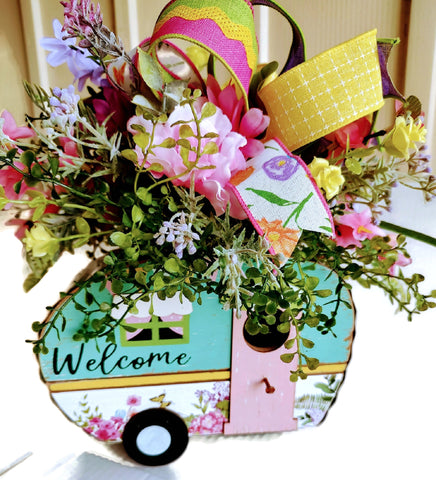 Camper Birdhouse Floral Arrangement - Mother's Day, Floral Arrangements, Gift for Women Birthday