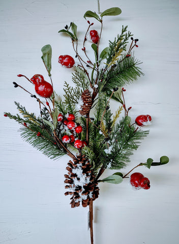 Christmas Pine - Pine berry spray, Christmas wreath florals, Christmas greenery spray, pinecone spray