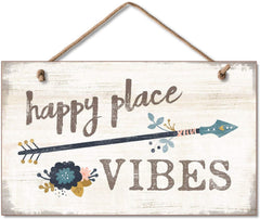 Happy Place Vibes Decorative Wreath sign or DIY Project Wood Sign…6x9