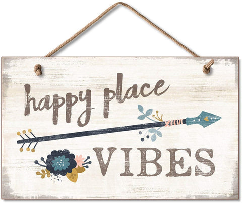 Happy Place Vibes Decorative Wreath sign or DIY Project Wood Sign…6x9