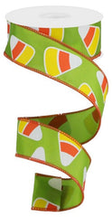 Candy Corn Halloween Wired Ribbon By the Roll For Wreaths or Bows 1.5 x 10 YARD Roll