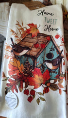 Fall Birdhouse Home Sweet Home Premium Kitchen Towel